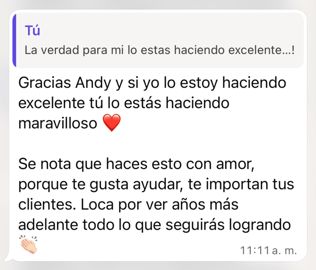 Testimonio cliente - Lo estás haciendo maravilloso